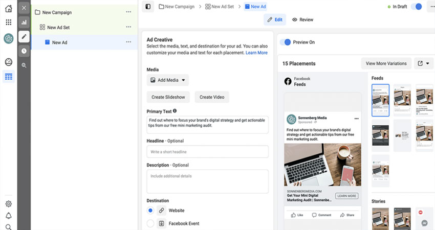 Facebook Ads campaign setup