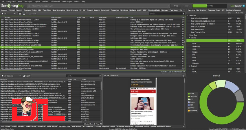 Screaming Frog SEO audit